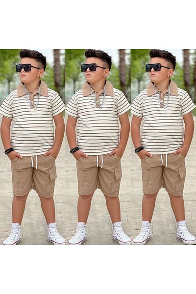 EFSACE Boy's Festive Waiter Size Linen Shorts Top Cotton Combed Double Combination