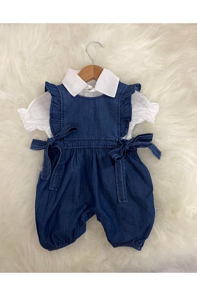 Balbadem baby kids Shirt Denim Overalls Baby Girl Combination 0-3/3-6/6-9Months