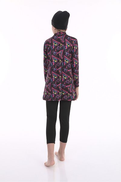 bazaar-turkey all you need Girl's Tights Long Sleeve Patterned Hijab Swimsuit 1900-4