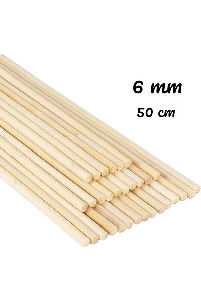 değerli hobi Wooden Bamboo Sticks 50 cm 6 mm 12 Pieces