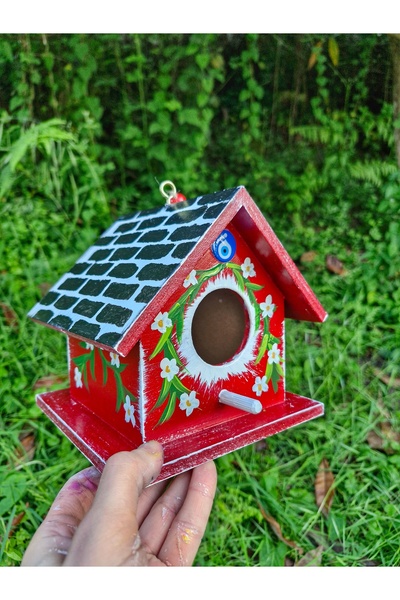 Home DEKORATİF AHŞAP KUŞ EVİ, 15X15X15 CM, KUŞ YUVASI, BAHÇE BALKON DEKORASYONU.