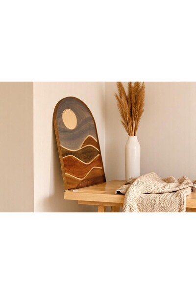 CIGILWOOD Mountaın And Moon Ahşap Bohem Tablo