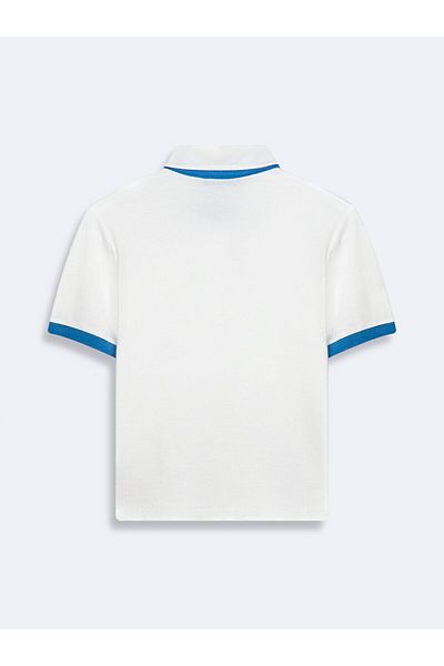 Ltb Short Sleeve Polo Neck Slogan Slim Relaxed White T-Shirt