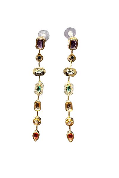 Pao Rosa Special Series Colorful Stone Dangle Earrings