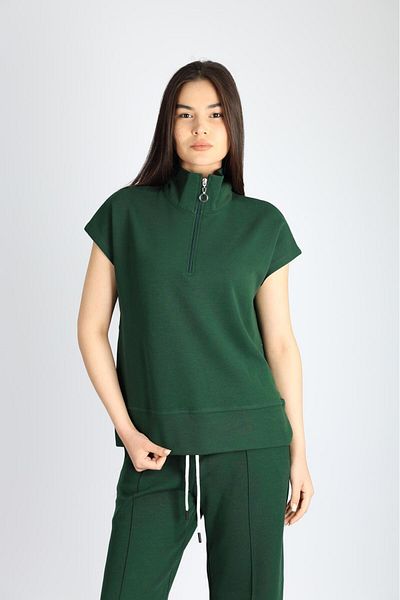 PRADIER Khaki Zippered Short Sleeve Women's Tracksuit Suit