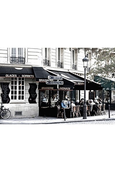 ve Tablou Canvas,Cafenea, Terasa, 60 x 40 cm, Rama lemn, Multicolor