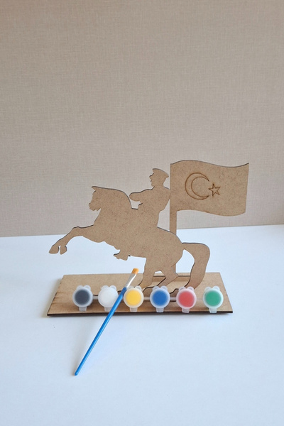 Kutaydan Mustafa Kemal Atatürk ve Türk Bayrağı Ahşap Boyama Seti - Akrilik Bo...