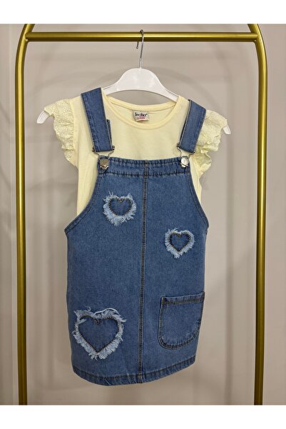 İncilay Kız çocuk bluzlu kot salopet