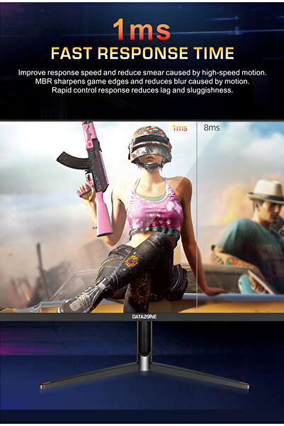 Datazone 27" Gaming PS5 Monitor, FHD IPS, 1ms 165Hz, G-Sync/FreeSync, HDR, HDMI/DP/USB, Speakers, Black