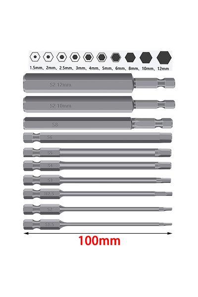 Choice 10pcs 20Pcs Hex Head Allen Wrench Power Drill Bit Set 1/4in Screwdriver S2 Steel Screw Driver Extens