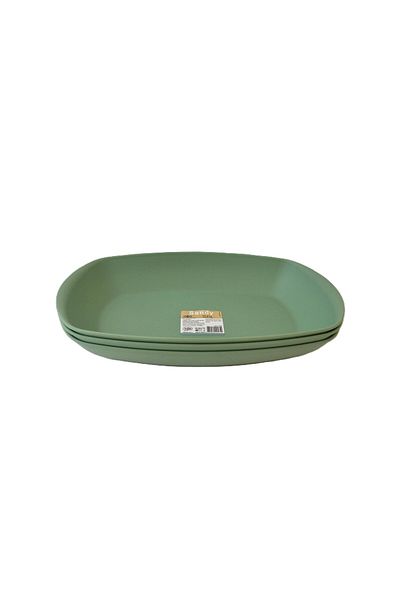 HOBBY LİFE Green Sandy Oval Plastic Boat Plate - Set of 3 1269 /25X15.8 cm