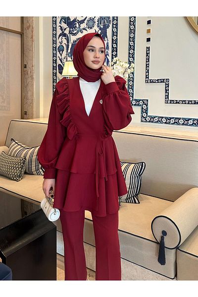 SSDESİNG Roza Double Set Claret Red