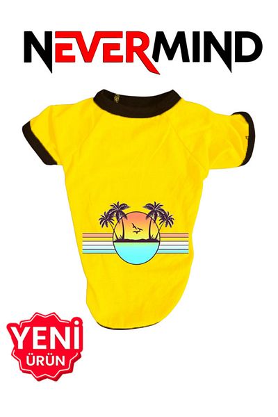 NEVERMIND Palm Sunset Print Dog T-Shirt - Summer Cat & Dog Apparel