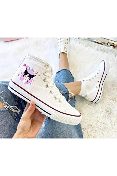 LEVENT ÖZCAN Çince Kuromi Baskılı, Beyaz Bilekli Spor Ayakkabı, Çocuk Sneaker