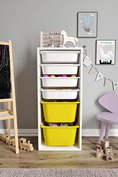 Baby Darling %100 MDF - Large Mono 6 Sepetli Oyuncak Dolabı