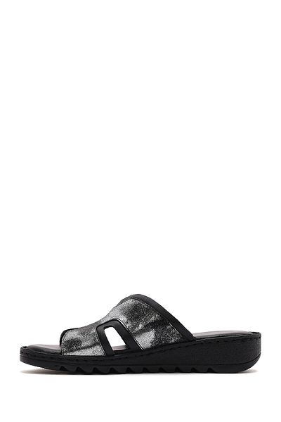 Derimod Women's Black Leather Comfort Slippers 25Sfd410214