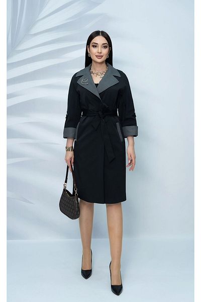Eccim Fashion Linen Collar Snake Brooch Lined Long Women's Trench Coat