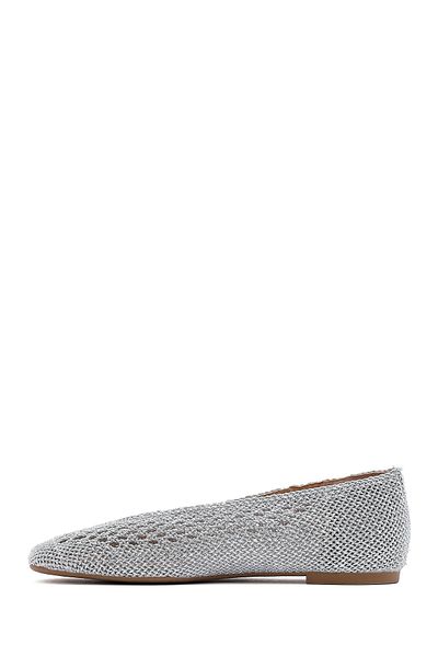 Derimod Women's Silver Glitter Ballerina Ballet 25Sfe45196F