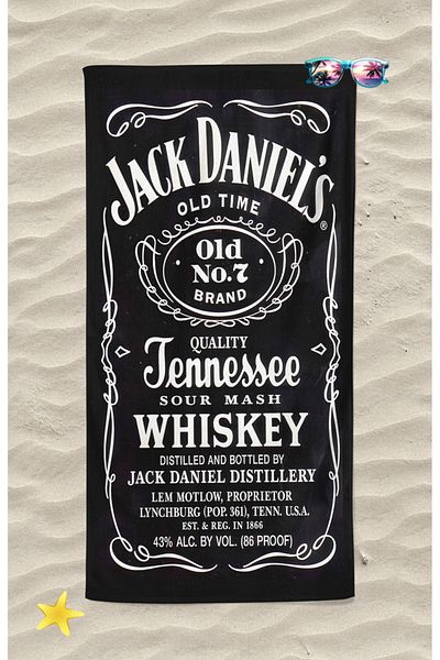 Erays Home Jack Daniel's Patterned Digital Printed Beach Towel Unisex Beach Towel Sea Towel