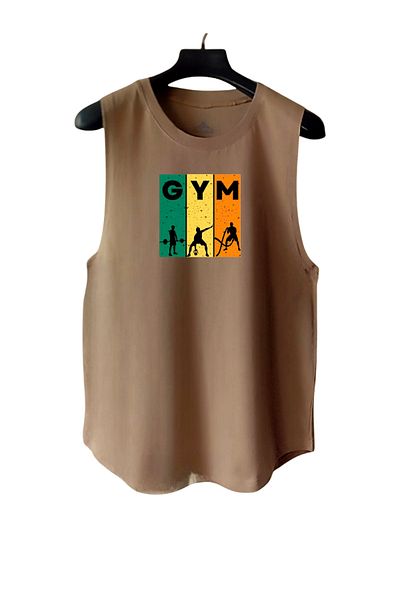 MUTLUGYM Fitness Gym Tank Top Athlete Training Tank Top Thick Strap Tan(Gym)