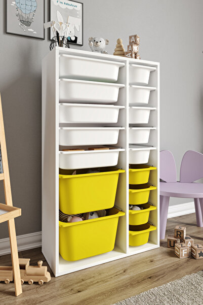 Baby Darling %100 MDF - XL Duo 16 Sepetli Oyuncak Dolabı