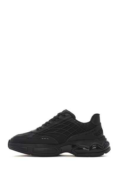 Derimod Men's Black Lace-Up Thick Sole Fabric Sneaker 25Sfd69416F