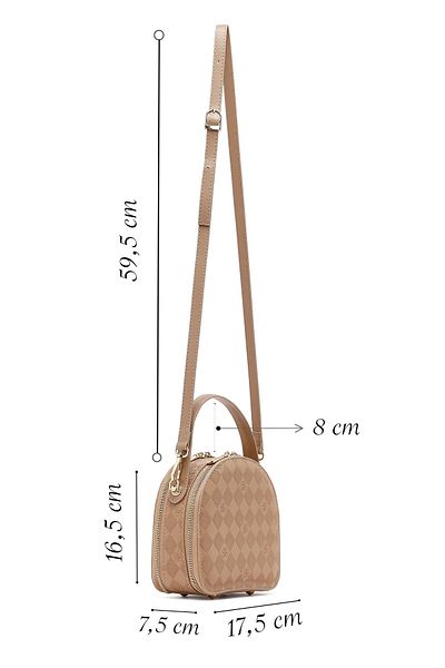 Derimod Women's Tan Long Strap Printed Mini Shoulder Bag 25Sbd202726
