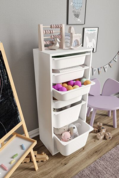 Baby Darling %100 MDF - Large Mono 6 Sepetli Oyuncak Dolabı