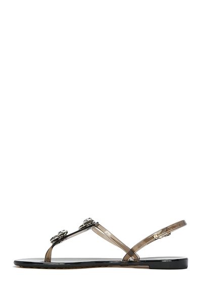 Derimod Women's Black Jelly Back Buckle Stone Sandals 25Sfe4928Pv