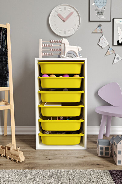 Baby Darling %100 MDF - Small Mono 6 Sepetli Oyuncak Dolabı