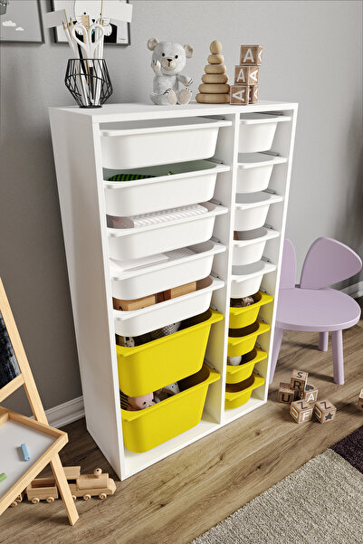Baby Darling %100 MDF - XL Duo 16 Sepetli Oyuncak Dolabı