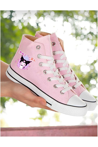 LEVENT ÖZCAN Çince Kuromi Baskılı, Pudra Pembe Bilekli Spor Ayakkabı, Çocuk S...