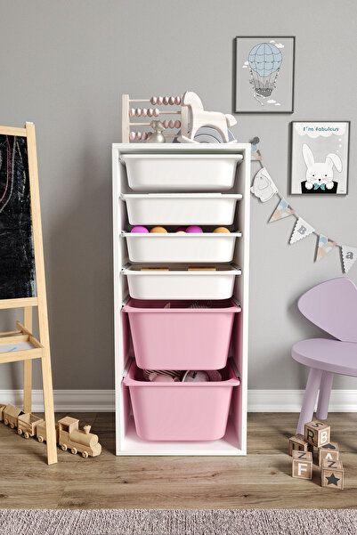 Baby Darling %100 MDF - Large Mono 6 Sepetli Oyuncak Dolabı