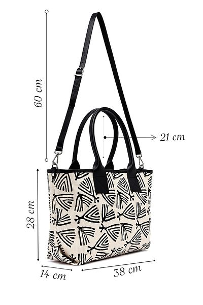 Derimod Kastamonu Stone Print Women's Black Long Strap Patterned Fabric Shoulder Bag 25Sbd22536F