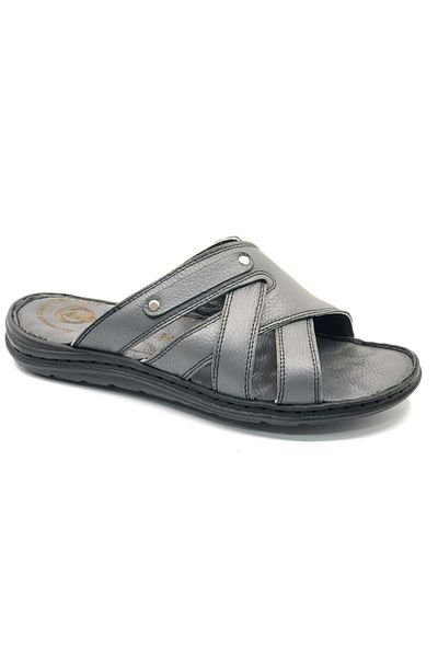Kocamanlar Ayakkabı Soldier 1924 100% Genuine Leather Men's Full Orthopedic Slippers Gray