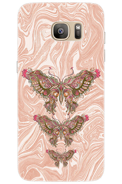 Ceppare Samsung Galaxy S7 EDGE (SM-G935F) Uyumlu Kılıf Desen Baskı Silikon Kelebek Resim STK:552 CP-Rrf4j9X