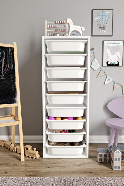 Baby Darling %100 MDF - XL Mono 9 Sepetli Oyuncak Dolabı