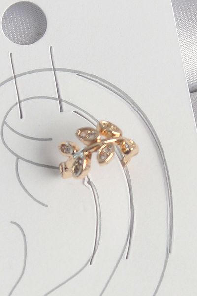 Clariss Brass Gold Color Zircon Stone Leaf Model Women's Cartilage Earrings
