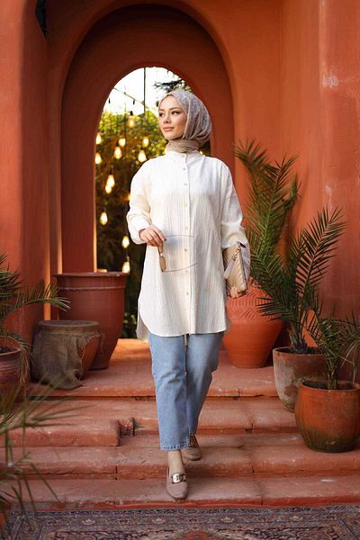 erk giyim Buttoned Hijab Shirt