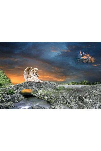 ve Tablou Canvas, Ingeras, 60 x 45 cm, Rama lemn, Multicolor