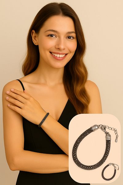 SYAZE Sparkling Stone Detailed Bracelet Smoked