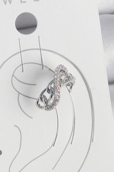 Clariss Brass Silver Color Zircon Stone Chain Infinity Model Women's Cartilage Earrings