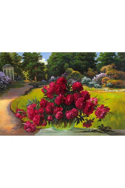 ve Tablou Canvas, Bujori, 70 x 50 cm, Rama lemn, Multicolor