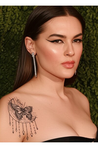 KANİNCHEN Kelebek Ve Ay Figürlü 12 Saat Sonra Kararan Geçici Dövme Tattoo