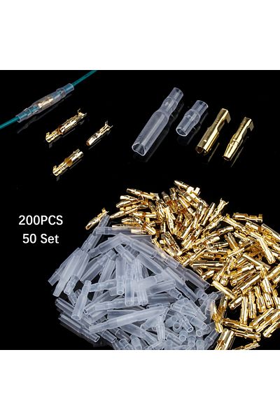 Choice 200pcs 50 Set 3.9mm Male Female Motorcycle Bullet Connector Socket Classic Terminals For Cable Wi...
