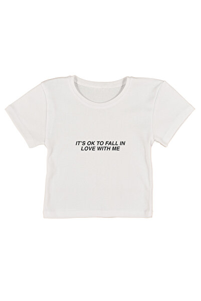 urbvn Its Ok Printed White Crop Top