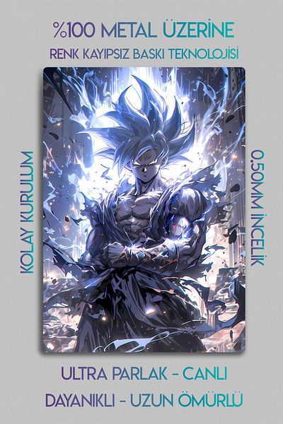 DekorHane Son Goku - Εκτύπωση σε φύλλο μετάλλου, ζωγραφική Anime, Manga, Dragon Ball