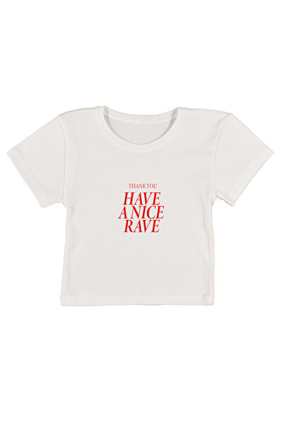 urbvn Rave Printed White Crop Top