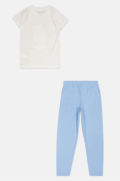 Disney Kids Girl 2 Pieces Cinderella Pajama Set, White/blue
