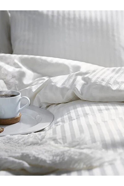 CAQQA Dvojité pruhované saténové hotelové povlaky na přikrývku Sada 1 povlak na přikrývku 2 povlaky na polštáře